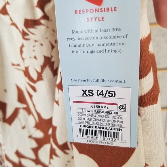 New Little Girls Brown and Cream Sun Dress Size XS 4/5 Cat & Jack NWT - Picture 7 of 7